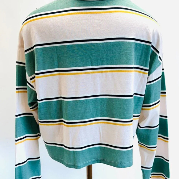 NWT SO Juniors Long Sleeve Pullover Collared Neck Striped Green Shirt Size XL - Picture 6 of 12